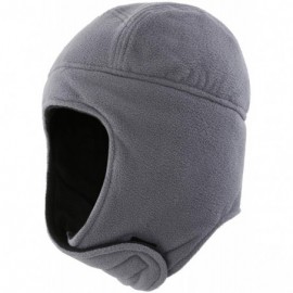 Skullies & Beanies Mens Winter Hat Soft Fleece Daily Beanie Earflap Hat Warm Skull Caps - Dark Gray - CL18KHCNC63 $7.54