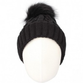 Skullies & Beanies Fleece Twist Knit Pom Beanie Winter Hat Slouchy Cap DZP0017 - Black - C218L2T0UAH $10.07