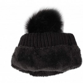 Skullies & Beanies Fleece Twist Knit Pom Beanie Winter Hat Slouchy Cap DZP0017 - Black - C218L2T0UAH $10.07