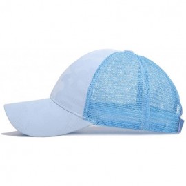 Baseball Caps Ponycap Messy High Bun Ponytail Adjustable Mesh Trucker Baseball Cap Hat for Women - Blue - C718T92TCUE $16.40