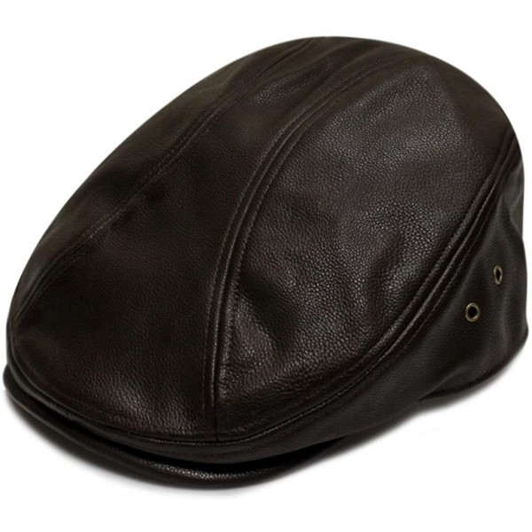 Newsboy Caps Pml1200 Pamoa Faux Leather Escot Ivy Cap - Brown - CI11H5QOBAX $21.70