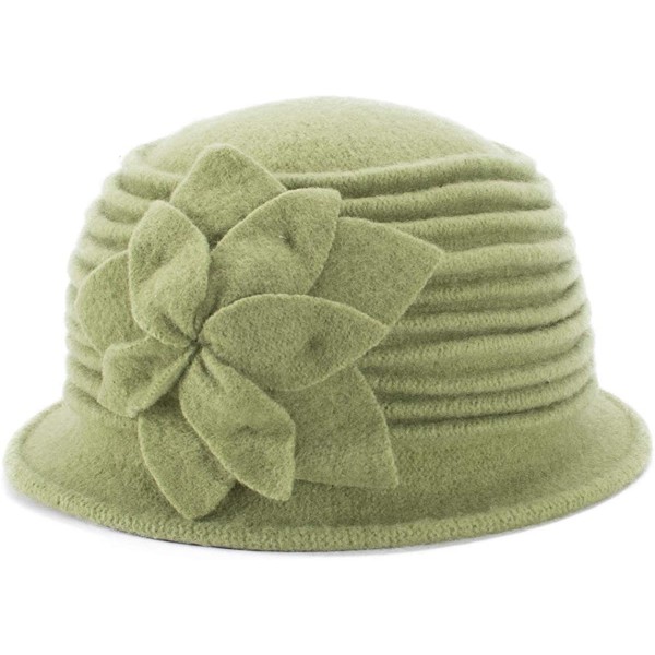 Berets Womens 1920s Look 100% Wool Beret Beanie Cloche Bucket Winter Hat A543 - Green - CA1936S2ADZ $14.98