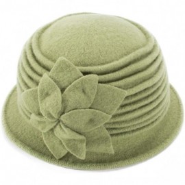 Berets Womens 1920s Look 100% Wool Beret Beanie Cloche Bucket Winter Hat A543 - Green - CA1936S2ADZ $14.98