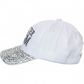 Baseball Caps Women's 100% Cotton Sports Mom Bling Baseball Cap with Crystal Brim - White - Soccer Mom - CS18SKQ4HKS $11.50