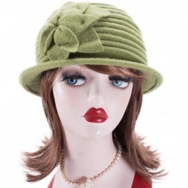 Berets Womens 1920s Look 100% Wool Beret Beanie Cloche Bucket Winter Hat A543 - Green - CA1936S2ADZ $14.98