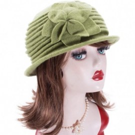 Berets Womens 1920s Look 100% Wool Beret Beanie Cloche Bucket Winter Hat A543 - Green - CA1936S2ADZ $14.98