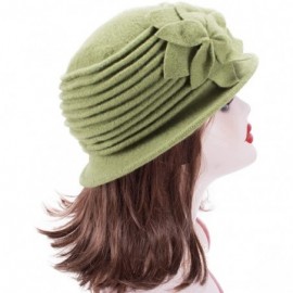 Berets Womens 1920s Look 100% Wool Beret Beanie Cloche Bucket Winter Hat A543 - Green - CA1936S2ADZ $14.98