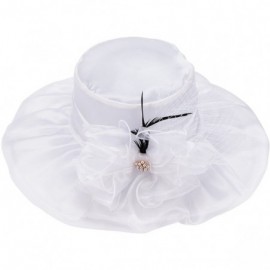 Sun Hats Womens Kentucky Derby Wide Brim Sun Dress Church Wedding Hat A342 - White - CB12EZ1FUID $14.08