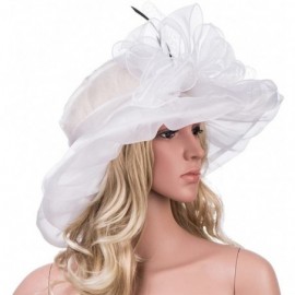 Sun Hats Womens Kentucky Derby Wide Brim Sun Dress Church Wedding Hat A342 - White - CB12EZ1FUID $14.08