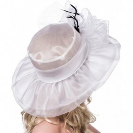 Sun Hats Womens Kentucky Derby Wide Brim Sun Dress Church Wedding Hat A342 - White - CB12EZ1FUID $14.08