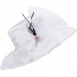 Sun Hats Womens Kentucky Derby Wide Brim Sun Dress Church Wedding Hat A342 - White - CB12EZ1FUID $14.08