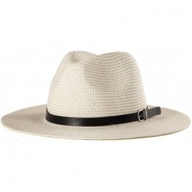 Sun Hats Women Straw Fedora Hat Summer - Wide Brim Hat Women Sun Hat Beach Hat Cap Travel - CQ18CX4OKIE $19.98