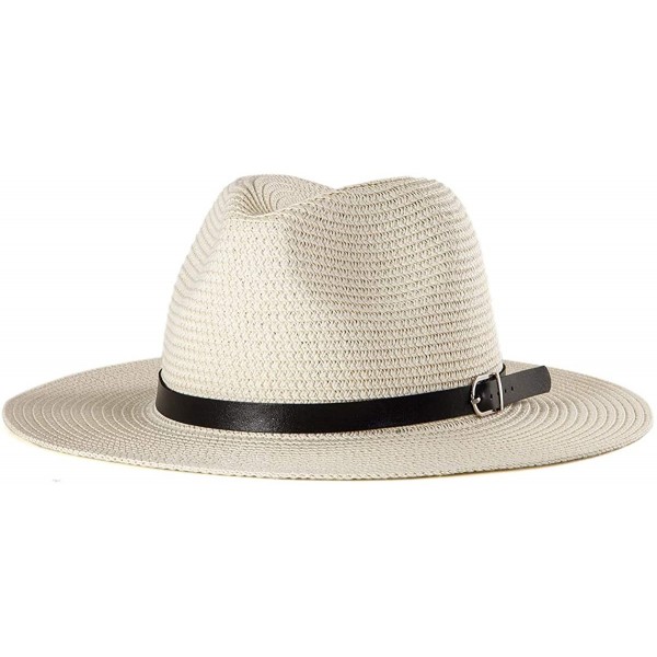 Sun Hats Women Straw Fedora Hat Summer - Wide Brim Hat Women Sun Hat Beach Hat Cap Travel - CQ18CX4OKIE $10.78