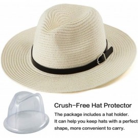 Sun Hats Women Straw Fedora Hat Summer - Wide Brim Hat Women Sun Hat Beach Hat Cap Travel - CQ18CX4OKIE $10.78
