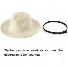 Sun Hats Women Straw Fedora Hat Summer - Wide Brim Hat Women Sun Hat Beach Hat Cap Travel - CQ18CX4OKIE $10.78