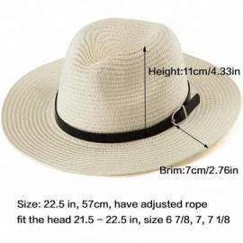 Sun Hats Women Straw Fedora Hat Summer - Wide Brim Hat Women Sun Hat Beach Hat Cap Travel - CQ18CX4OKIE $10.78