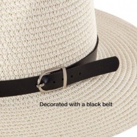 Sun Hats Women Straw Fedora Hat Summer - Wide Brim Hat Women Sun Hat Beach Hat Cap Travel - CQ18CX4OKIE $10.78