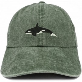 Baseball Caps Orca Killer Whale Embroidered Pigment Dyed 100% Cotton Cap - Dark Green - CE185LU4RE3 $18.84