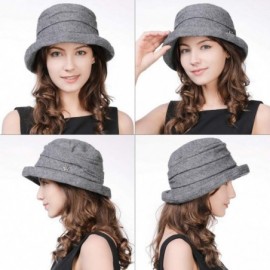 Bucket Hats Cloche Round Hat for Women 1920s Fedora Bucket Vintage Hat Flower Accent - 16060_grey - CT12M68T4DT $19.64