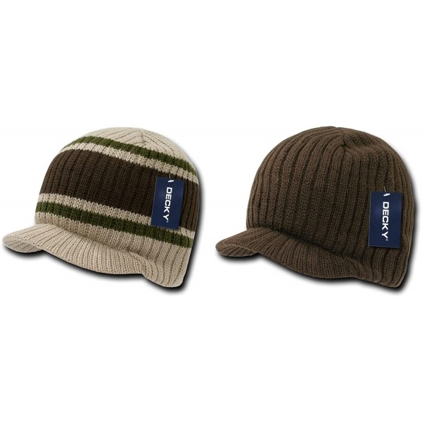 Skullies & Beanies Campus Jeep Cap Asst Colors 2 PK - Stripe Khaki / Solid Brown - CN127DIZPWB $21.48