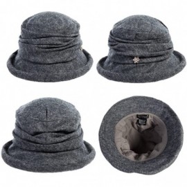 Bucket Hats Cloche Round Hat for Women 1920s Fedora Bucket Vintage Hat Flower Accent - 16060_grey - CT12M68T4DT $19.64