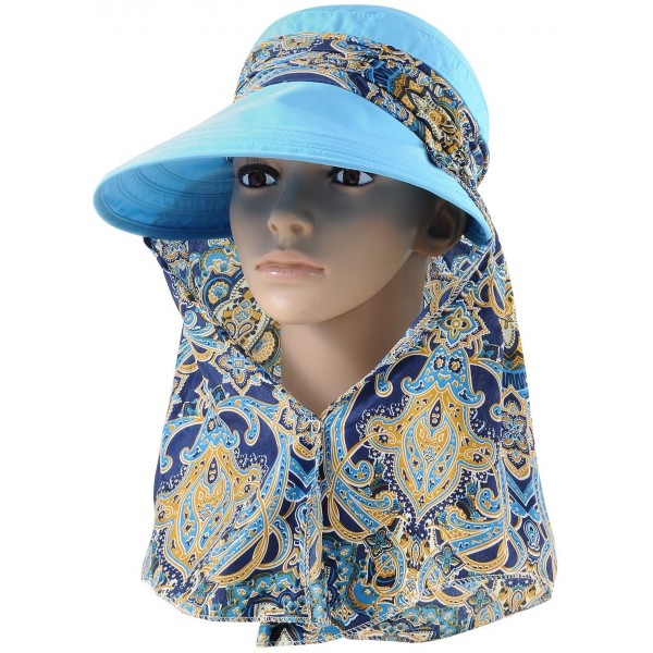 Sun Hats Wide Brim Visor Foldable UV Protection Sun Hat Outdoor Flap Hat for Women - Blue - C812MXBTE5E $19.80