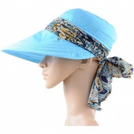 Sun Hats Wide Brim Visor Foldable UV Protection Sun Hat Outdoor Flap Hat for Women - Blue - C812MXBTE5E $19.80