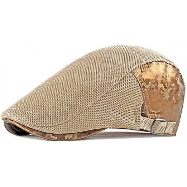 Newsboy Caps Mesh Flat Cap Men Women Summer Beret Hats Stylish Camo Newsboy Cap - 0145_khaki - CM18SU8YKAE $11.26