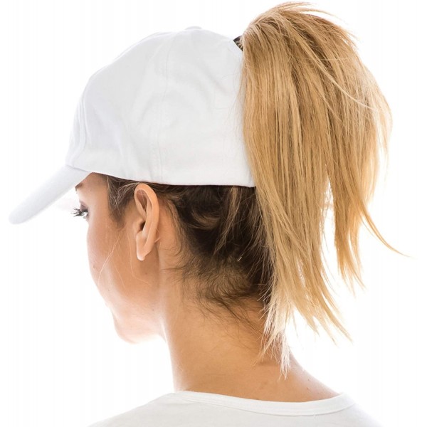 Baseball Caps Plain Ponytail Adjustable Cotton Baseball Cap - White - CO188OAW6UG $11.78