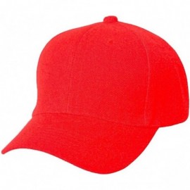 Baseball Caps Curve Bill Adjustable Baseball Cap- Red - CX112VJ2P2V $11.13