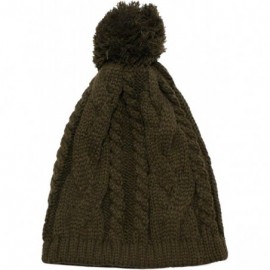 Skullies & Beanies Thick Crochet Knit Slouchy Pom Pom Beanie Winter Ski Hat - Olive Regular - C5127C7FY5L $9.18