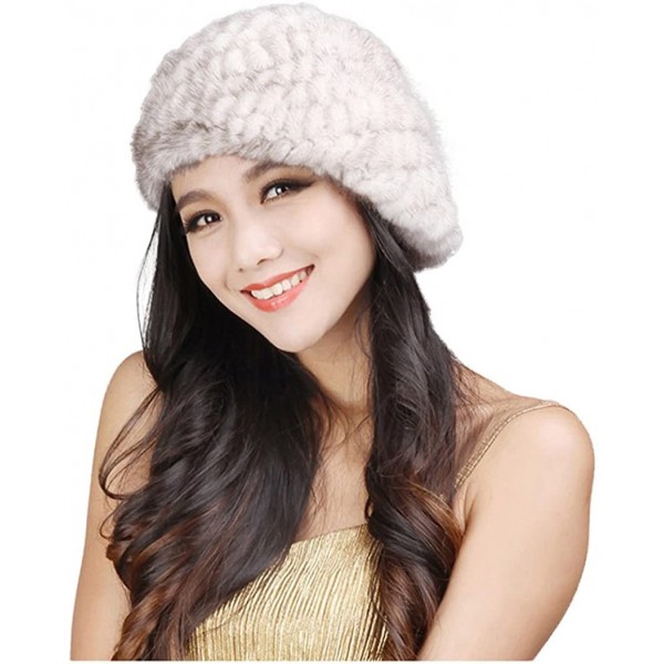 Berets Women's Knitted Mink Fur Beret Hat Winter Fur Hat - Sunlight - C31255CC7CN $44.47