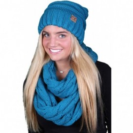 Skullies & Beanies Oversized Slouchy Beanie Bundled with Matching Infinity Scarf - Teal - CM1896K0CD2 $27.52