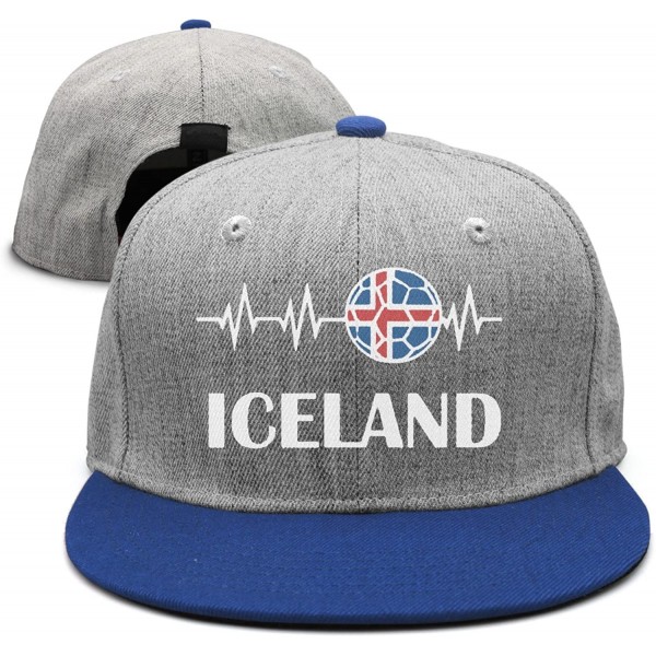 Baseball Caps Unisex Soccer Heartbeat I Love Iceland Cotton Denim Baseball Hat Adjustable - Ablue - CM18EOX5X44 $13.93