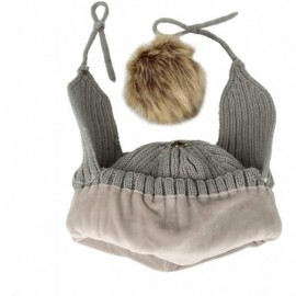 Skullies & Beanies Ribbed Knit Beanie Velour Lining Hat Pom Earflaps Cap BZ70012 - Grey - CL18KKKXT3I $17.56