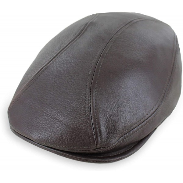 Newsboy Caps Belfry Leather Flat Newsboy Gatsby Mens Womens Caps - Carson Chocolate - CO18KO0LA4G $44.75