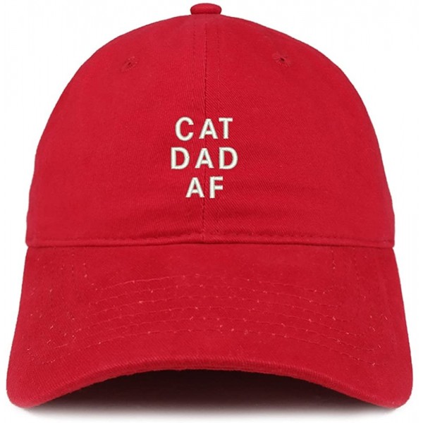 Baseball Caps Cat Dad AF Embroidered Soft Cotton Dad Hat - Red - C918EYL63SN $13.75