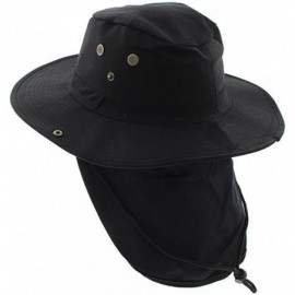 Sun Hats Boonie Bucket Hat Neck Flap Tactical Wide Brim Outdoor Military - Black - CS18CO9C7OQ $12.83