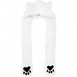 Skullies & Beanies Animal Hood Hat Scarf and Mitten Gloves 3-in-1 Multifunction Furry Hoodie - 1478_white - CN186WSH0CH $14.50