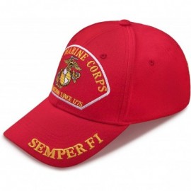 Baseball Caps USMC Marine Baseball Cap with Emblem- Semper Fi and Motto - Red - CB193EN3WX7 $8.91
