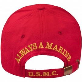 Baseball Caps USMC Marine Baseball Cap with Emblem- Semper Fi and Motto - Red - CB193EN3WX7 $8.91