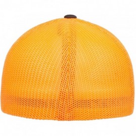 Baseball Caps The Original Flexfit Yupoong Mesh Trucker Hat Cap & 2-Tone - Charcoal/Neon Orange - CB196GZ2KWQ $16.24