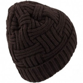 Skullies & Beanies Fleece Lined Knit Beanie Winter Hat Slouchy Watch Cap HZ50031 - Brown - CB18L82QU9E $13.71