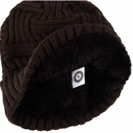 Skullies & Beanies Fleece Lined Knit Beanie Winter Hat Slouchy Watch Cap HZ50031 - Brown - CB18L82QU9E $13.71