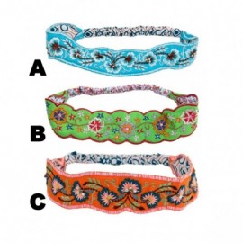 Headbands Custom Bling Rhinestone Bohemian Pattern Seed Bead Elastic Stretch Headbands (Bohemian Embroidered Headband B) - CA...