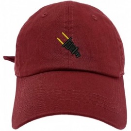 Baseball Caps Plug Image Style Dad Hat Washed Cotton Polo Baseball Cap - Burgundy - CW1880HCA0I $18.38