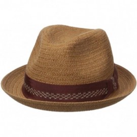 Fedoras Men's Paper/Cotton Braid- High Roller with Grosgrain Band - Wheat - CP17YR9H9WW $35.26