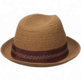 Fedoras Men's Paper/Cotton Braid- High Roller with Grosgrain Band - Wheat - CP17YR9H9WW $35.26