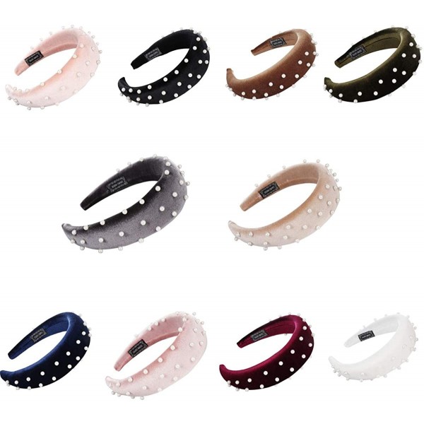 Headbands Headband Sponge Velvet Beading Hairband Women Hair Head Hoop Hair Accessories - 10 Pc - CH18U748OCI $36.78