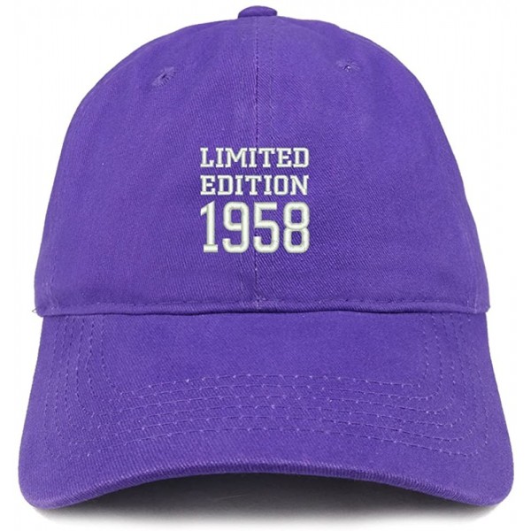 Baseball Caps Limited Edition 1958 Embroidered Birthday Gift Brushed Cotton Cap - Purple - CP18D9MAWTM $17.60